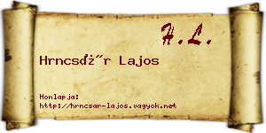 Hrncsár Lajos névjegykártya